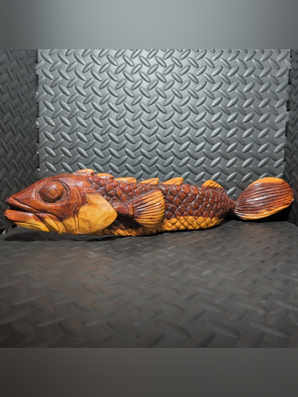 Hand Carved Wooden Fish 22" X 4"